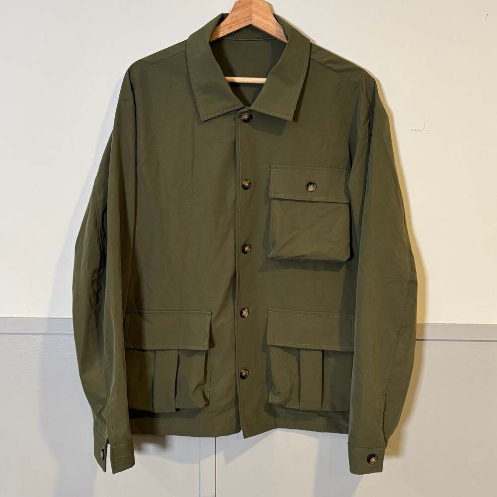 Utility Lightweight Olive Green Pocket Jacket Size Large